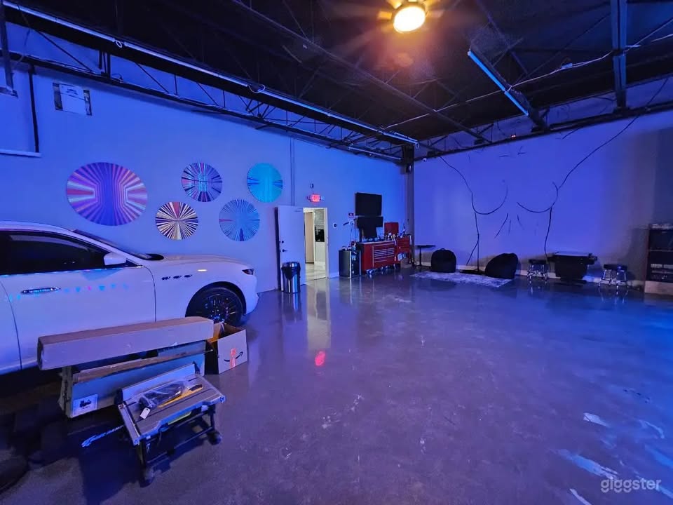 Open warehouse bay with polished floor